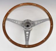 Moto-Lita classic car steering wheel with wood rim, aluminium spokes and splined centre, diameter