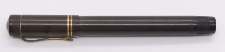 Ford's patent fountain pen, the gold nib marked Ford 428 Mill 14 carat, with brown Bakelite or