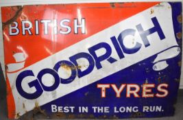 British Goodrich Tyres, Best in the Long Run, vintage enamel advertising sign by Bruton Palmers