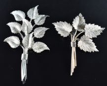 Two silver foliate brooches believed to be by Charles Horner