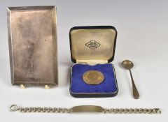 Asprey Art Deco hallmarked silver cigarette case with slide to open mechanism, London 1926, length