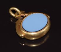 Victorian 18ct gold swivel fob set with agate and carnelian agate, 13.4g