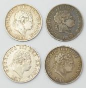 Four George III half crowns 1817, 1818, 1819 and 1820, smaller laureate heads