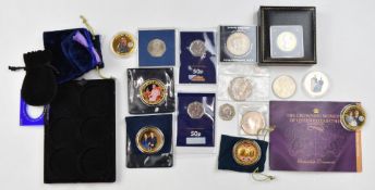 Ten various royal commemorative crowns together with three Beatrix Potter 50p coins etc, Queen