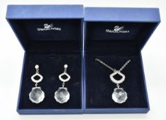 Swarovski earrings and matching necklace, in original boxes