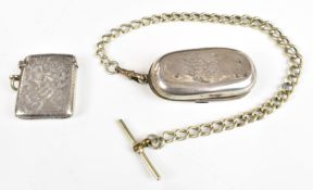 Victorian hallmarked silver vesta case with engine turned decoration, Birmingham 1899, maker T H
