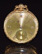 D C Rait of Glasgow 18ct gold open faced pocket watch with inset subsidiary seconds dial, gold