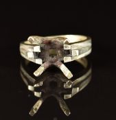 An 18k white gold ring mount, 3.5g, size K/L