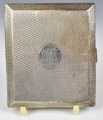 George V hallmarked silver cigarette case with engine turned decoration, Birmingham 1924, maker
