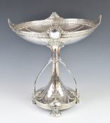WMF Art Nouveau or Vienna Secession style large silver plated centrepiece with rope twist decoration