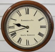 Burgess and Co South Norwood single fusee oak cased clock, possibly of railway interest, overall
