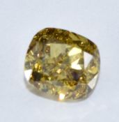 A loose natural 0.52ct cushion cut greenish yellow diamond, with AnchorCert certificate