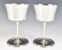 Pair of George V hallmarked silver goblets, Birmingham 1919, maker Joseph Gloster Ltd, height