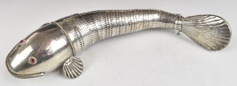 Silver or similar novelty articulated fish, length 31cm, weight 360g all in