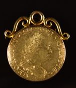 A 15ct gold pendant/ locket set with a 1784 gold half guinea, 9.9g with receipt from 1999