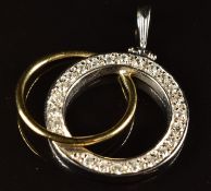 A 14k gold pendant set with cubic zirconia, length 3.5cm, 5.1g