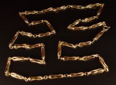A 9ct gold necklace made up of cage links by Uno A Erre, 70cm, 14.5g