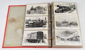 Album of approximately 220 Pamlin Prints railway interest postcards, mostly depicting steam