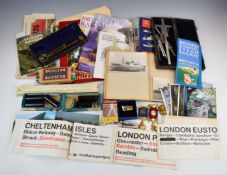 Railway and shipping or liner interest postcards, badges and ephemera together with a quantity of
