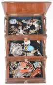 Thirty two silver pendants / lockets set with pressed amber, sunstone, sponge coral, amethyst,