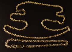A 9ct gold rope twist necklace (48cm) and a similar rope twist bracelet (19cm), 6.5g