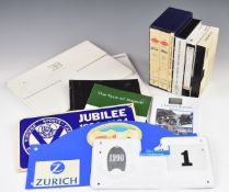 Bugatti ephemera including DVD, videos, rally plates, booklets etc
