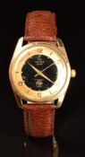 Olma Sport gentleman's wristwatch with luminous hands, gold Arabic numerals, black and gold dial,