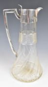 Walker and Hall George V hallmarked silver mounted cut glass claret or similar jug, Sheffield