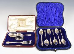 Cased set of six Edward VII hallmarked silver teaspoons, Sheffield 1907, maker Atkin Brothers