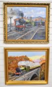 D W Ballard two oil or acrylic on board studies of GWR steam railway locomotives, one possibly on