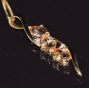 A 9k gold pendant set with topaz and diamonds, on 9k gold chain, length 36cm, 5.5g all in