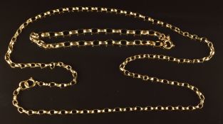 A 9ct gold necklace (46cm) and similar bracelet (18cm) made up of oval links, 5.4g