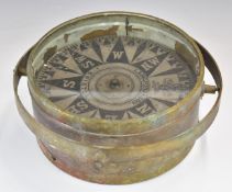 Langford & Son Bristol gimballed ship's compass, diameter 28cm