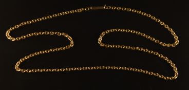 A late Victorian 15ct gold necklace with barrel clasp, 43cm, 6.4g