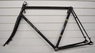 Claud Butler gentleman's vintage bicycle frame and forks with decorative lug work, horizontal drop