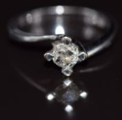 An 18ct white gold ring set with an old mine cut diamond of approximately 0.35ct, 3.4g, size M