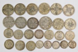 Approximately 150g of pre-1947 UK silver coinage, includes an 1898 Queen Victoria shilling