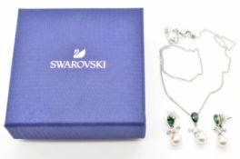 Swarovski suite of jewellery set with crystal and faux pearls, in original box
