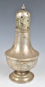 George V hallmarked silver sugar caster, Sheffield 1914, maker John Henry Potter, height 16cm,