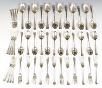 Walker & Hall Elizabeth II twelve place setting canteen of Hanoverian rat tail pattern cutlery,