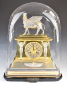 19thC Achille Brocot Egyptian Revival gilt and silvered metal mantel clock with mythical creature to