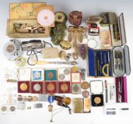 Collectibles to include pens, lighters, dog pin tray, Servis recorder, pipe, geode, swivel bronze