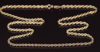A 9k gold rope twist necklace, 13.1g