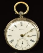 Hallmarked silver open faced pocket watch with inset subsidiary seconds dial, gold beetle and