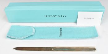 Tiffany & Co. silver paperknife, marked T&Co 925, length 20.5cm, weight 66g, in original box and