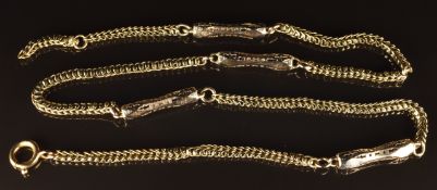 Victorian 9ct gold necklace made up of elongated pierced links and interlocking circular links,