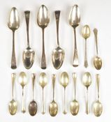 Georgian and later hallmarked silver cutlery including five dessert spoons and nine rat tail