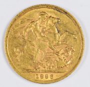 1886 Queen Victoria gold full sovereign with Sydney mint mark