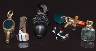 Victorian agate seal, a Victorian love, faith and hope charm carved from banded agate, carnelian