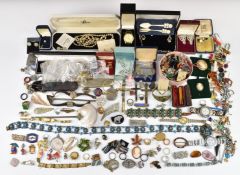 A large collection of costume jewellery including Czech bracelet, white metal bracelet, Art Deco